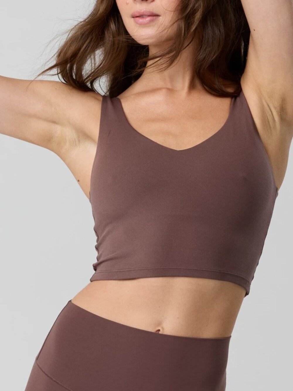 OFFLINE By Aerie Real Me Low Key Longline Sports Bra Brown Yoga Gym Size L